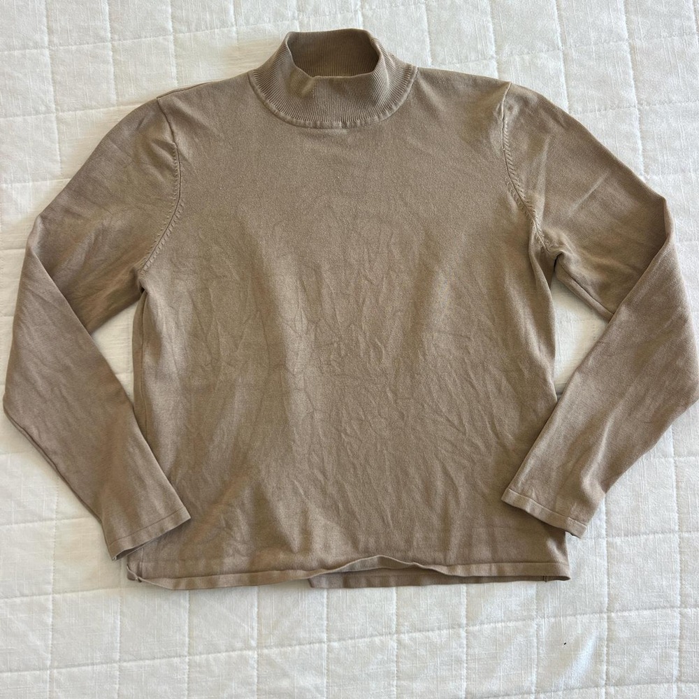 Pendleton Brown Silk Turtleneck Sweater Size M 72% Silk